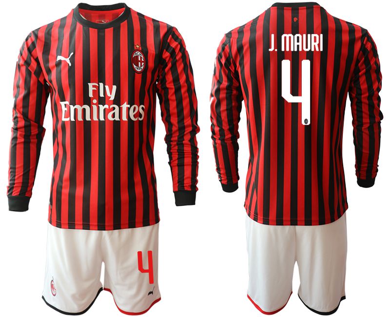 Men 2019-2020 club AC milan home long sleeve #4 red Soccer Jerseys